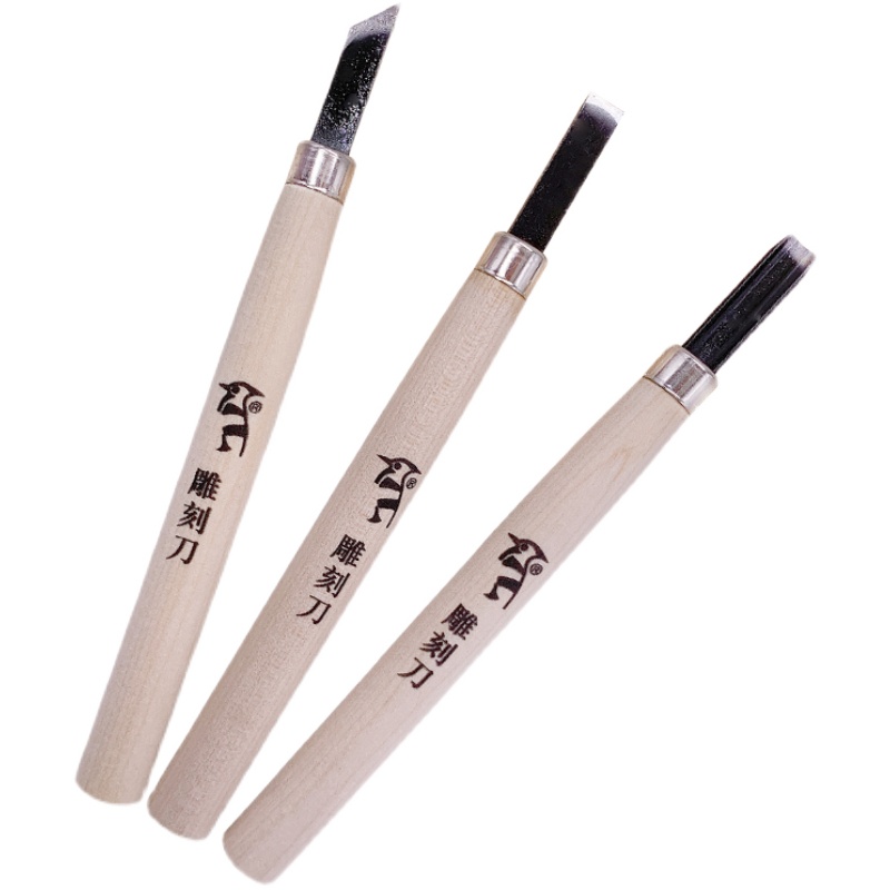 啄木鸟木刻刀学生版画雕刻刀木工橡皮印章手工木雕刀12支套装工具_虎窝淘
