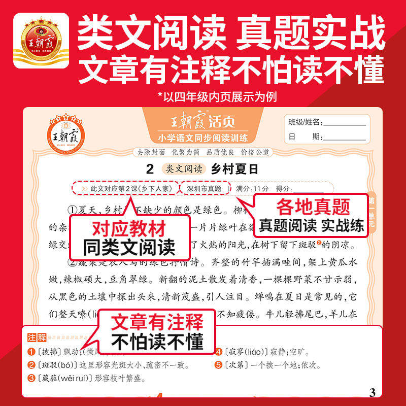 2025春王朝霞活页字帖同步阅读训练句式看图写话人教版一二年级下册同步练字帖三四五六年级小学生语文同步阅读训练句式看图写话上