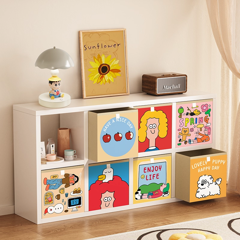 多巴胺卡莱克格子柜书架铁艺落地置物架儿童玩具收纳箱杂物收纳筐 - 图1