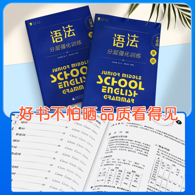 初中蓝皮英语系列七八九年级中考语法分层强化训练初三一二语法大全必刷题听力完型完形填空与阅读理解提优专项全国通用蓝皮书789
