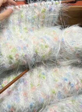 冬季保暖手工diy渐变长毛混线灰羽围巾闺蜜情侣款编织材料专用