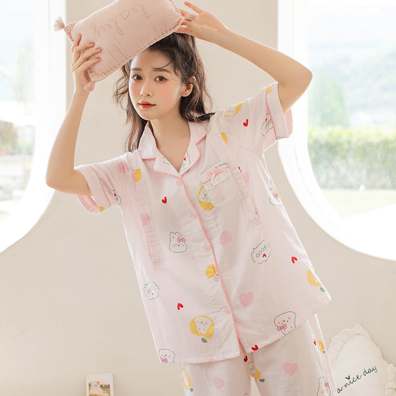 家时光夏季月子服产后短袖纯棉睡衣 hthome家时光叙威家居服套装