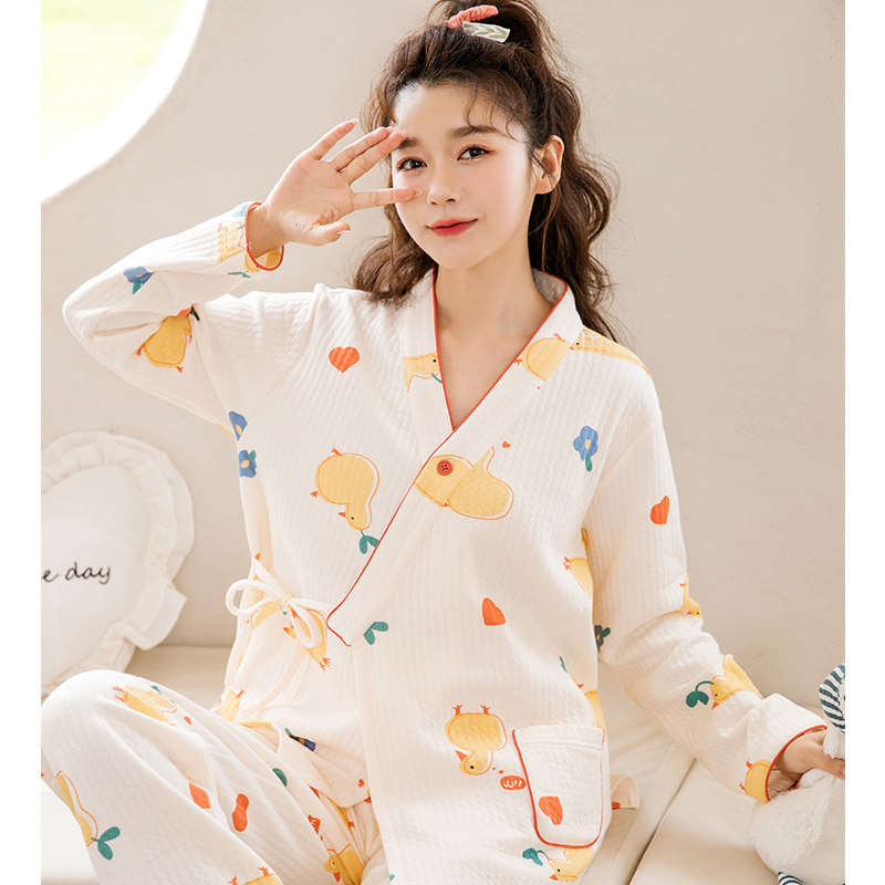 家时光月子服冬季空气棉产后睡衣 hthome家时光叙威家居服套装