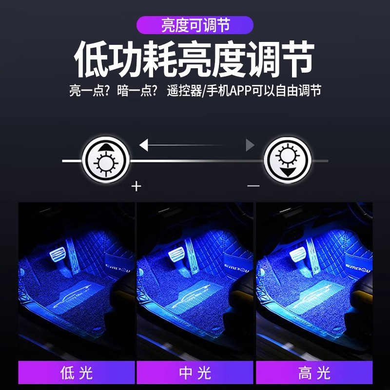汽车氛围灯车内改装车载LED音乐节奏声控气氛脚底窝灯条usb免接线-图1