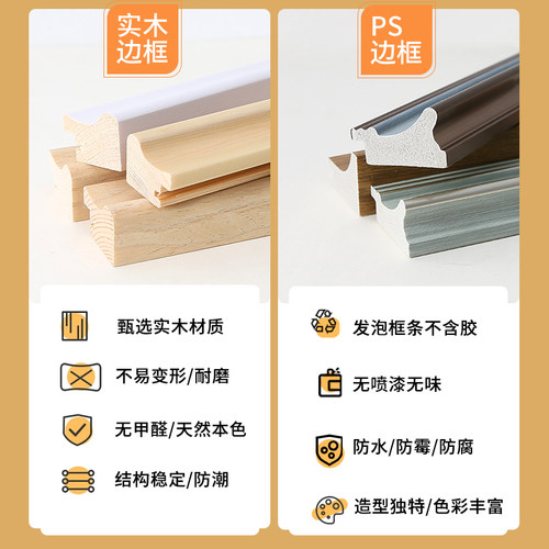 实木PS铝合金定制定制书法山水画任意尺寸相框装裱拼图海报证书框 - 图2