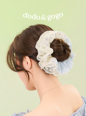 DODOGOGO甜美碎花格子拼接发圈