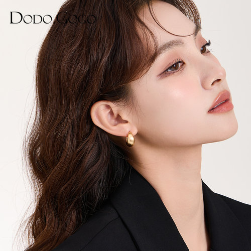 DODOGOGO几何素圈耳扣女法式高级感金属圆圈耳环2024新款圈圈耳钉 - 图2