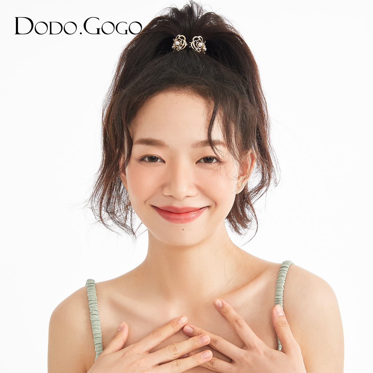 DODOGOGO小香风金属高马尾发夹女气质山茶花抓夹固定神器防塌夹子 - 图1