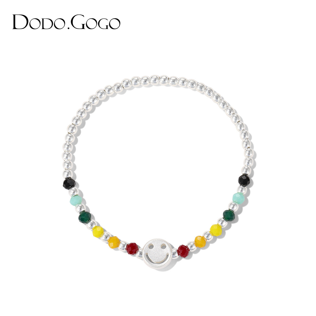 dodogogo彩珠笑脸女s925银可爱手镯 dodogogo手链