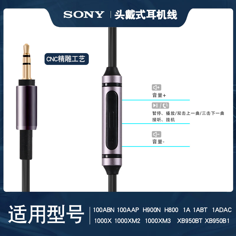 适用索尼MDR-100ABN耳机线H900N连接线1000XM3 1000XM2耳机音频线 - 图0