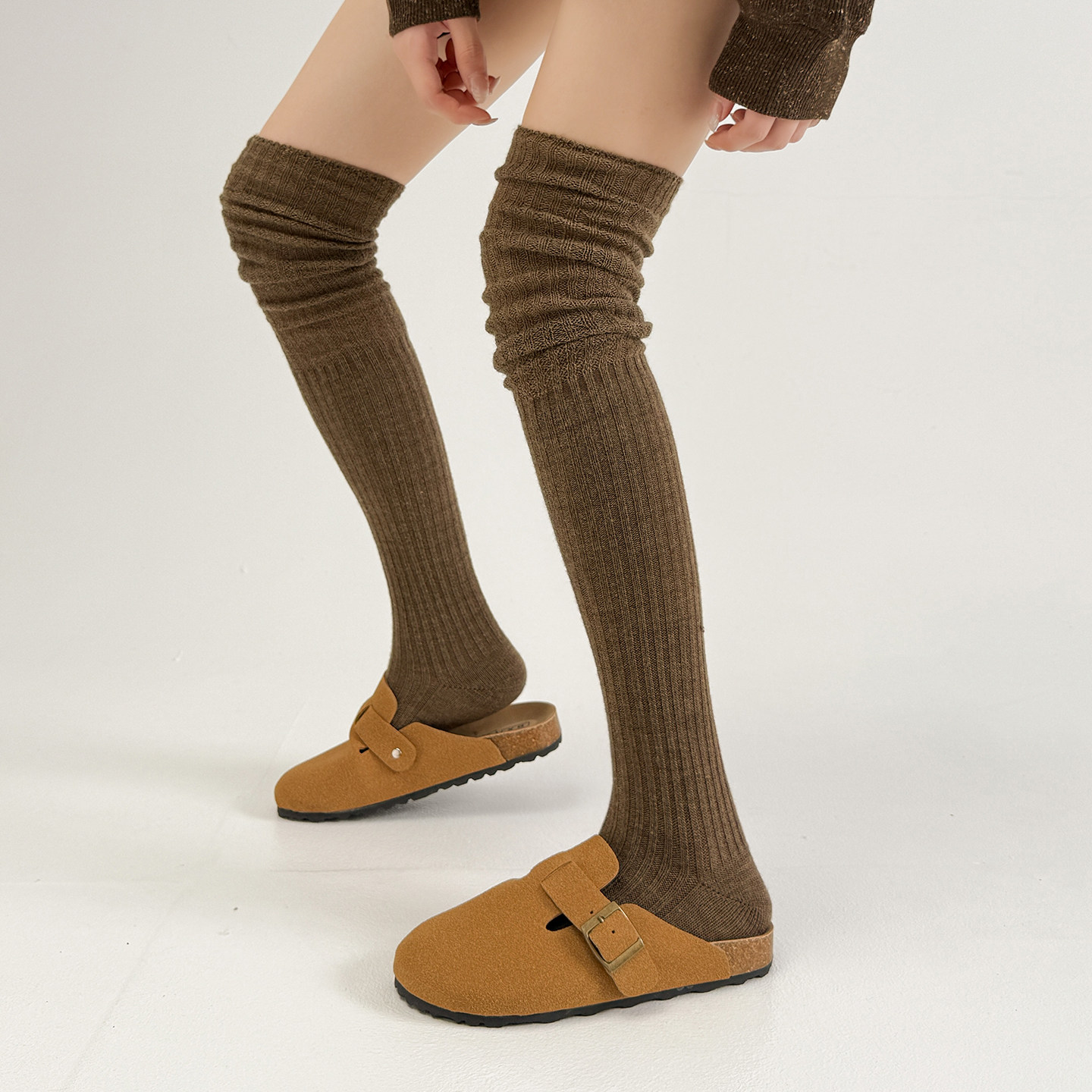 灰色过膝袜子女秋长筒袜配靴子美拉德袜子黑色长袜女大腿袜高筒袜,淘宝优惠券,粉丝福利购,淘宝优惠卷