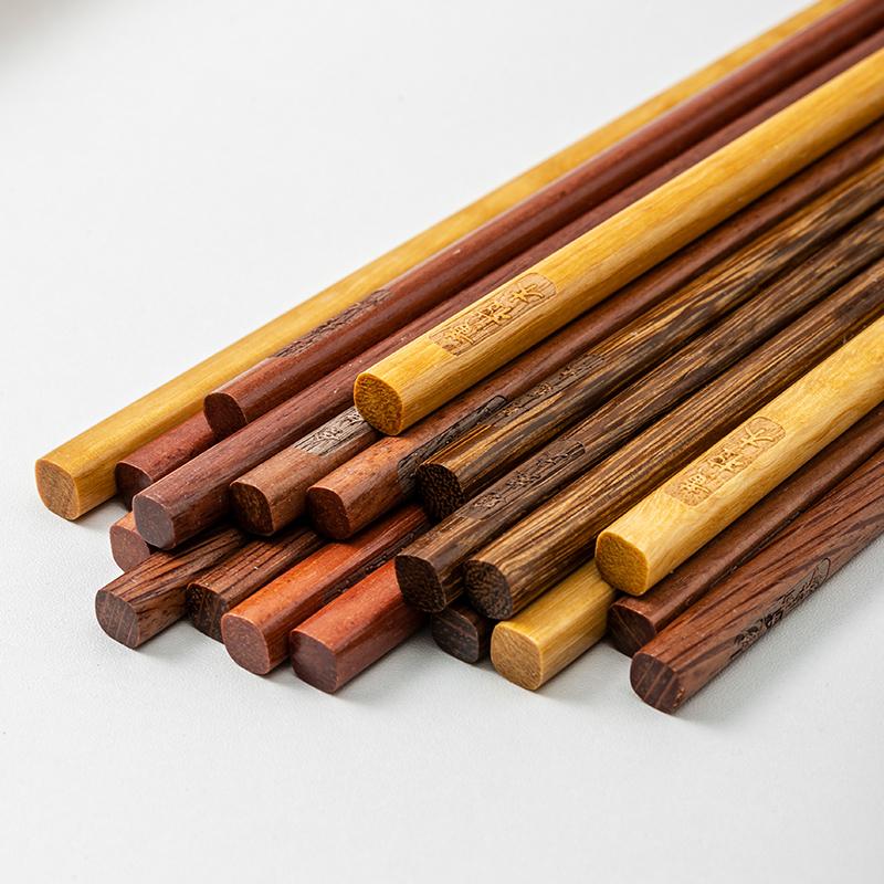 鸡翅木筷子一人一筷家用饭桌新款木质防滑快子五色实木筷子10双装