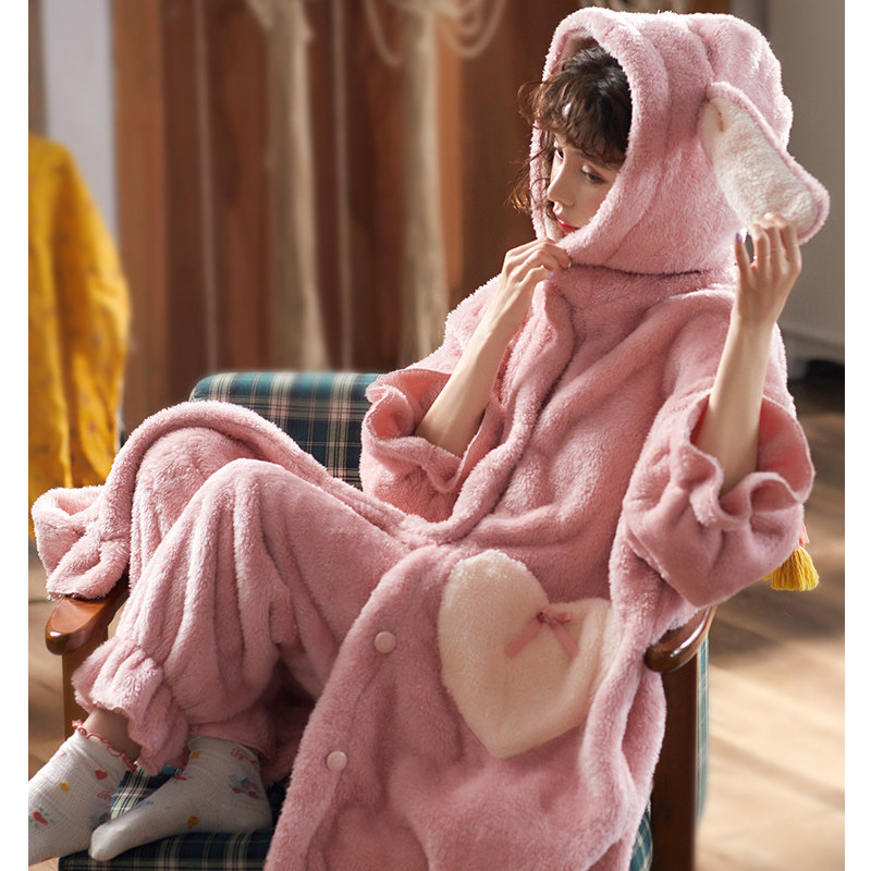 孕妇怀孕期秋冬季珊瑚绒10月月子服 米菲堡母婴家居服套装