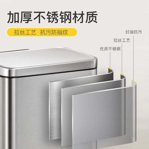 EKO厨房垃圾桶家用不锈钢脚踩客厅大号大容量高颜值轻奢2026新款 - 图1