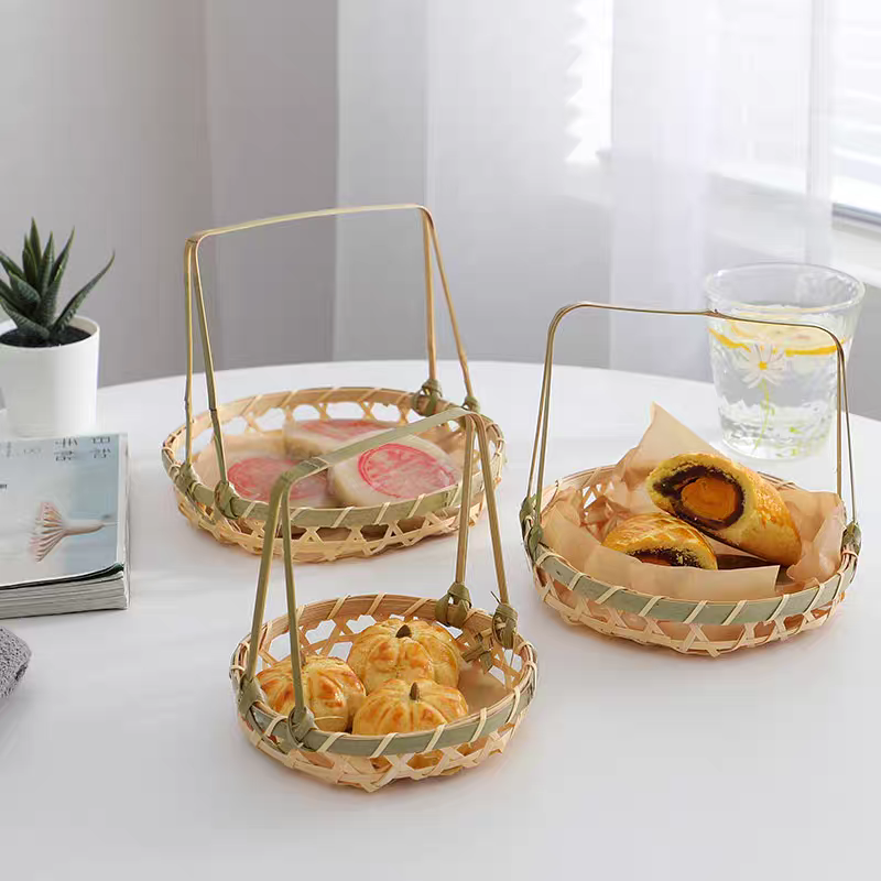 网红茉莉奶豆腐手提小竹篮手托垫纸奶冻樱花豆花烧烤火锅店小吃篮,淘宝优惠券,粉丝福利购,淘宝优惠卷