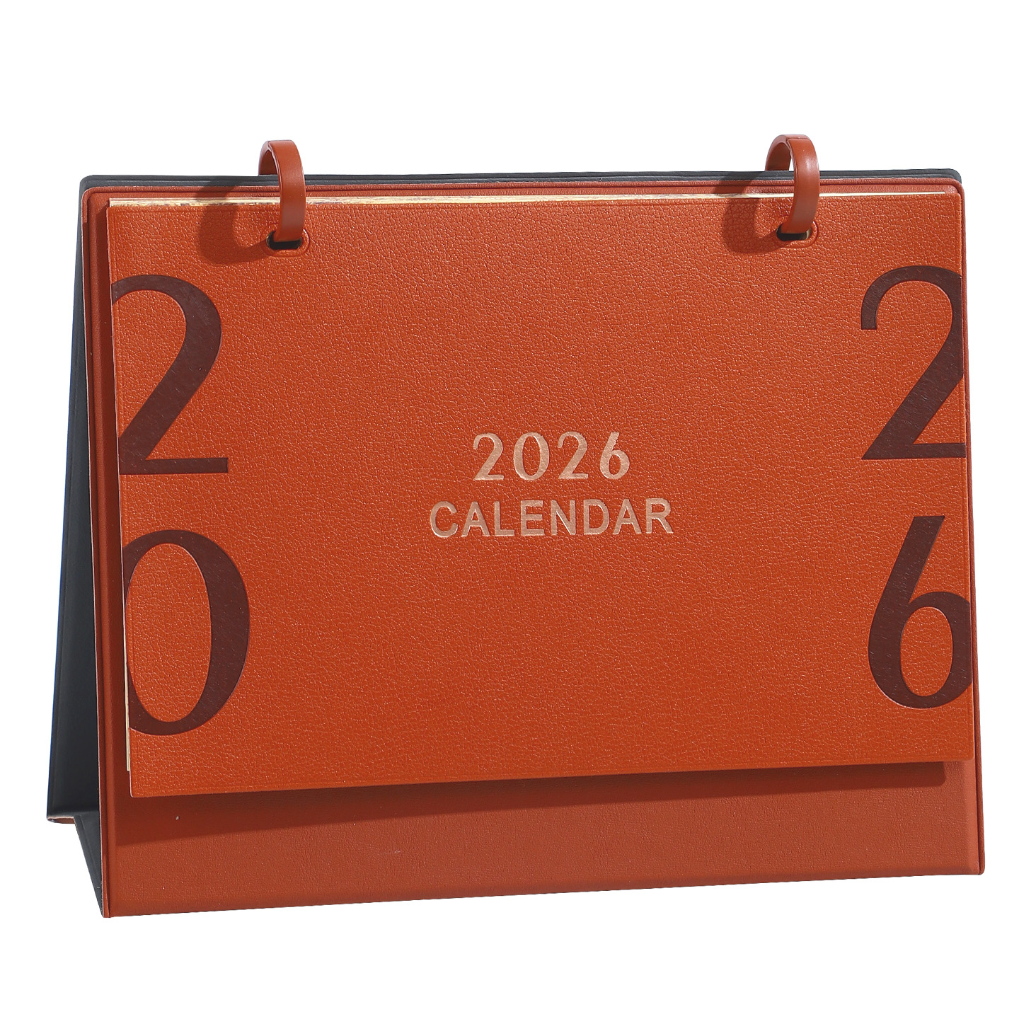 2026年新款皮架台历2桌面摆件定制商务办公月历工作打卡日历计划表创意简约记事本订制 - 图3