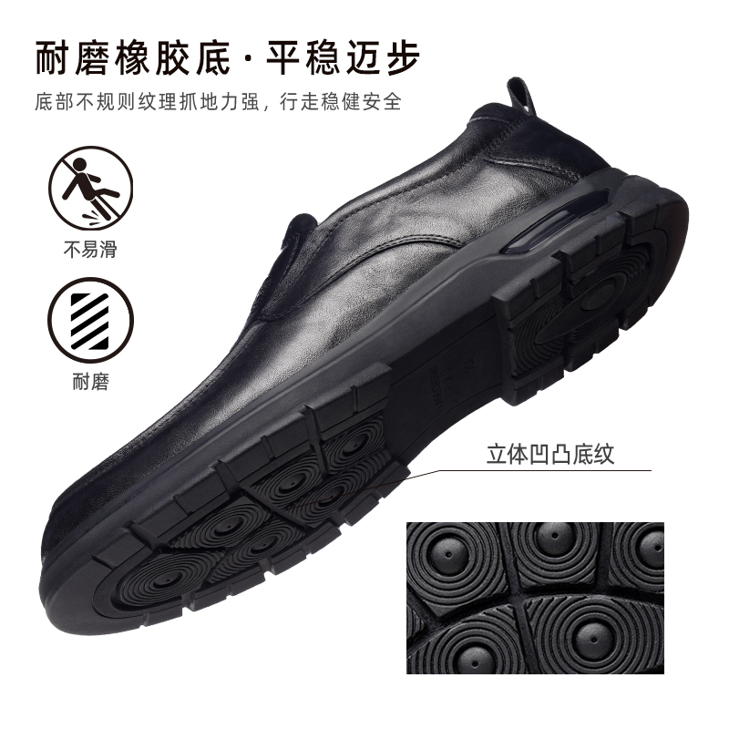 老人头男鞋秋季商务休闲中年爸爸鞋舒适真皮透气厚底耐磨男士皮鞋 - 图1