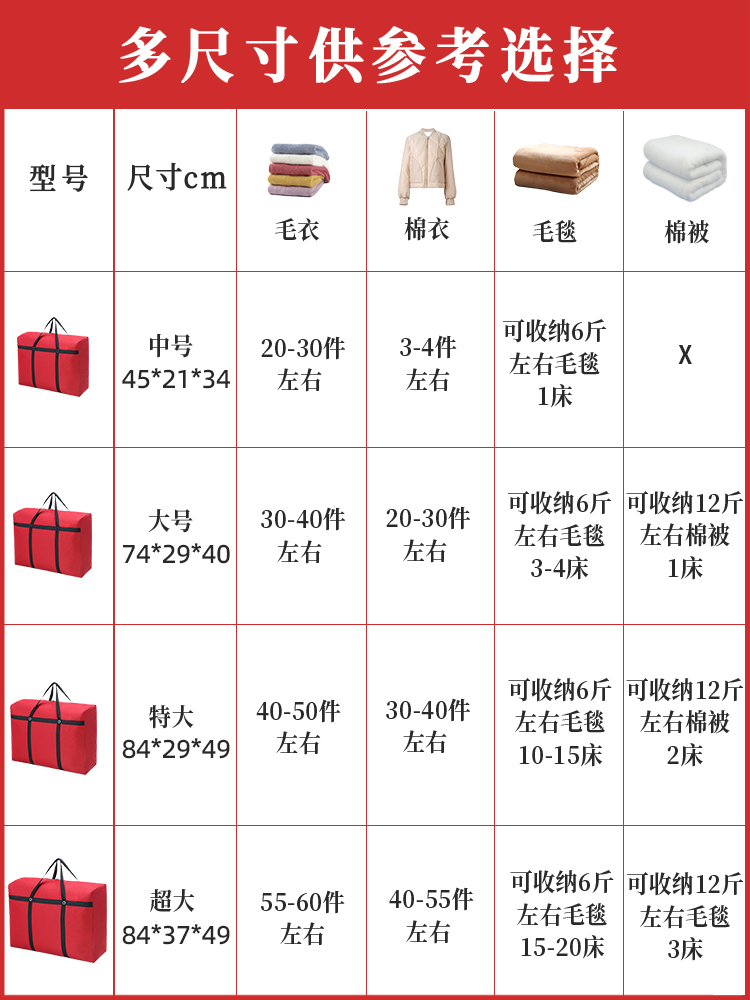 搬家打包袋家用牛津布棉被行李袋大号衣物整理装被子子收纳袋子