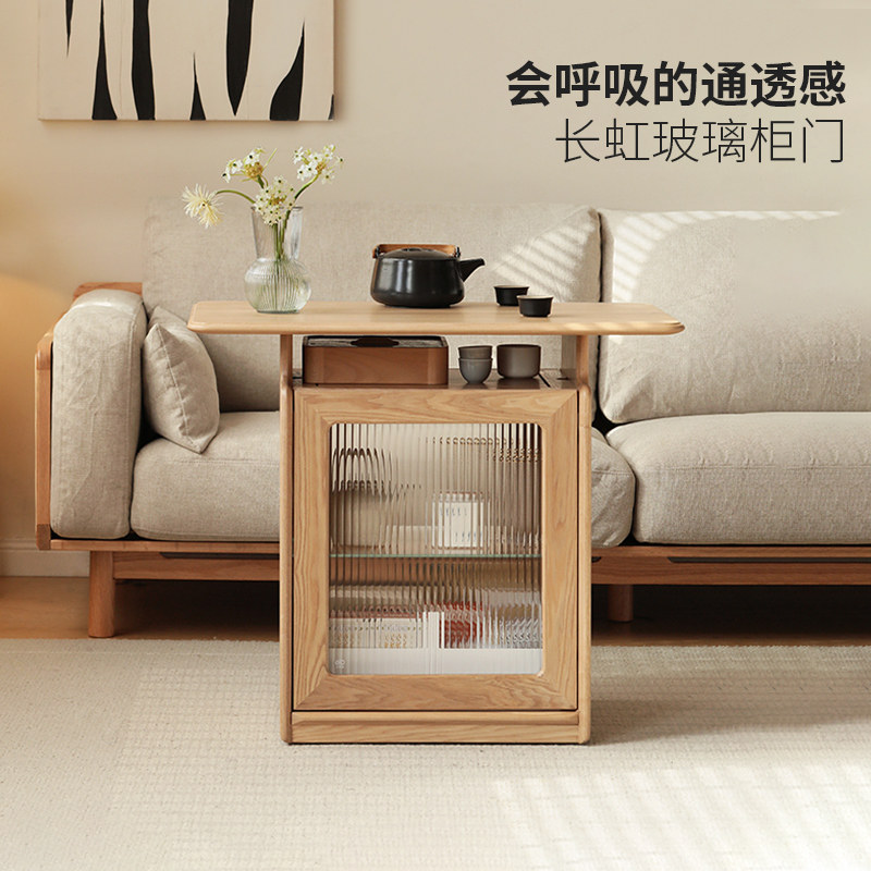 方迪实木茶水柜新中式移动小茶桌家用客厅沙发边几水曲柳小型茶台,淘宝优惠券,粉丝福利购,淘宝优惠卷