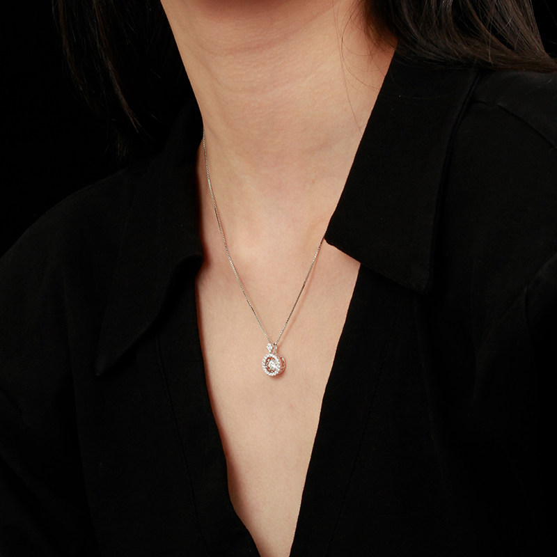 诗美洛时光飞轮正品莫桑石纯银项链 诗美洛项链