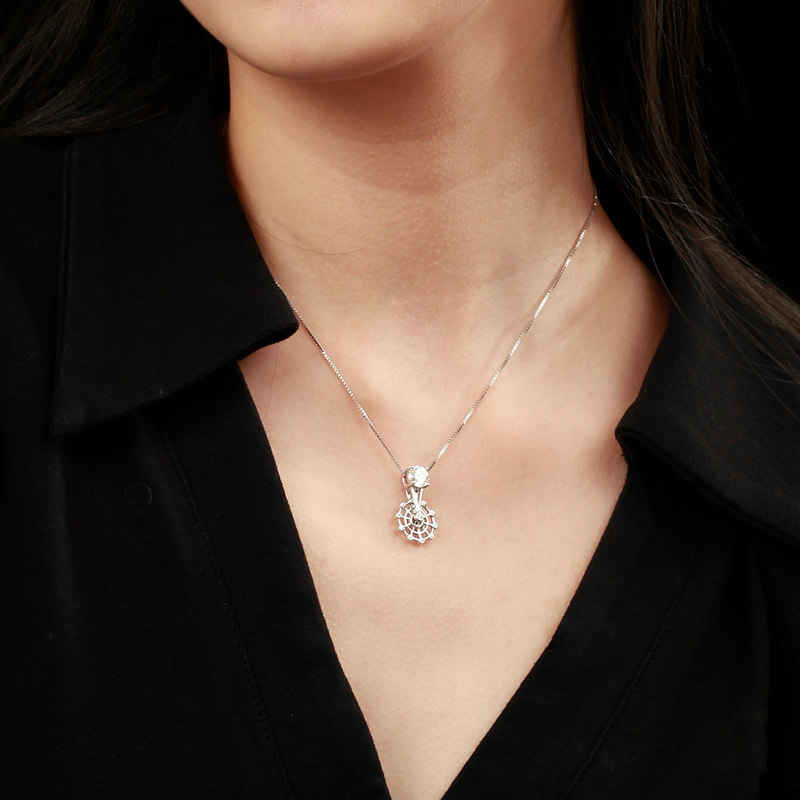 诗美洛女正品莫桑石摩天轮纯银项链 诗美洛项链