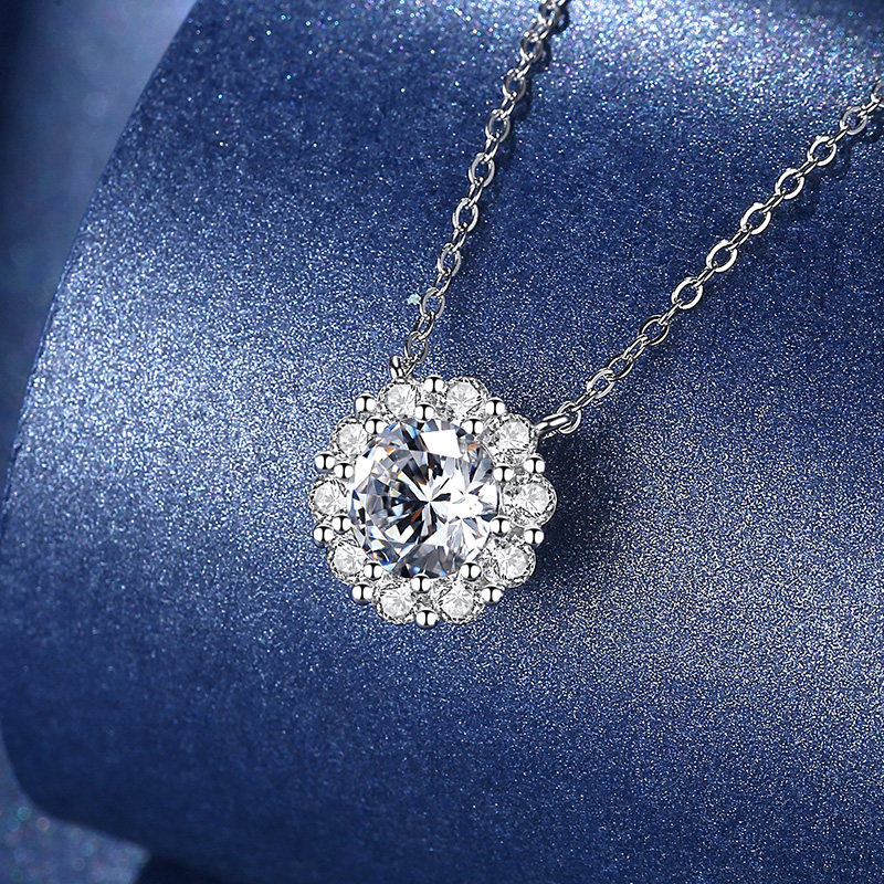 诗美洛正品纯银莫桑石女套链锁骨链 诗美洛项链