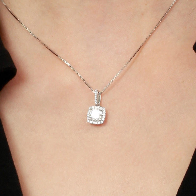 诗美洛正品莫桑石女方围女纯银项链 诗美洛项链