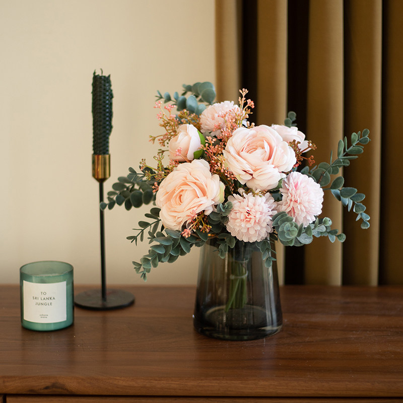 南十字星  北欧清新粉色系仿真玫瑰花艺套餐客厅装饰摆件闲暇心境,淘宝优惠券,粉丝福利购,淘宝优惠卷