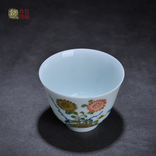 玖廷康熙十二花神杯景德镇仿古茶具手绘五彩功夫品茗杯主人杯单杯 - 图2