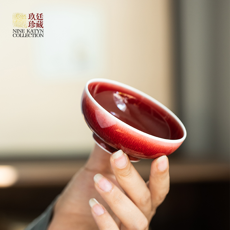 景德镇高档郎红釉主人陶瓷杯单杯个人专用功夫茶具泡茶普洱主人杯