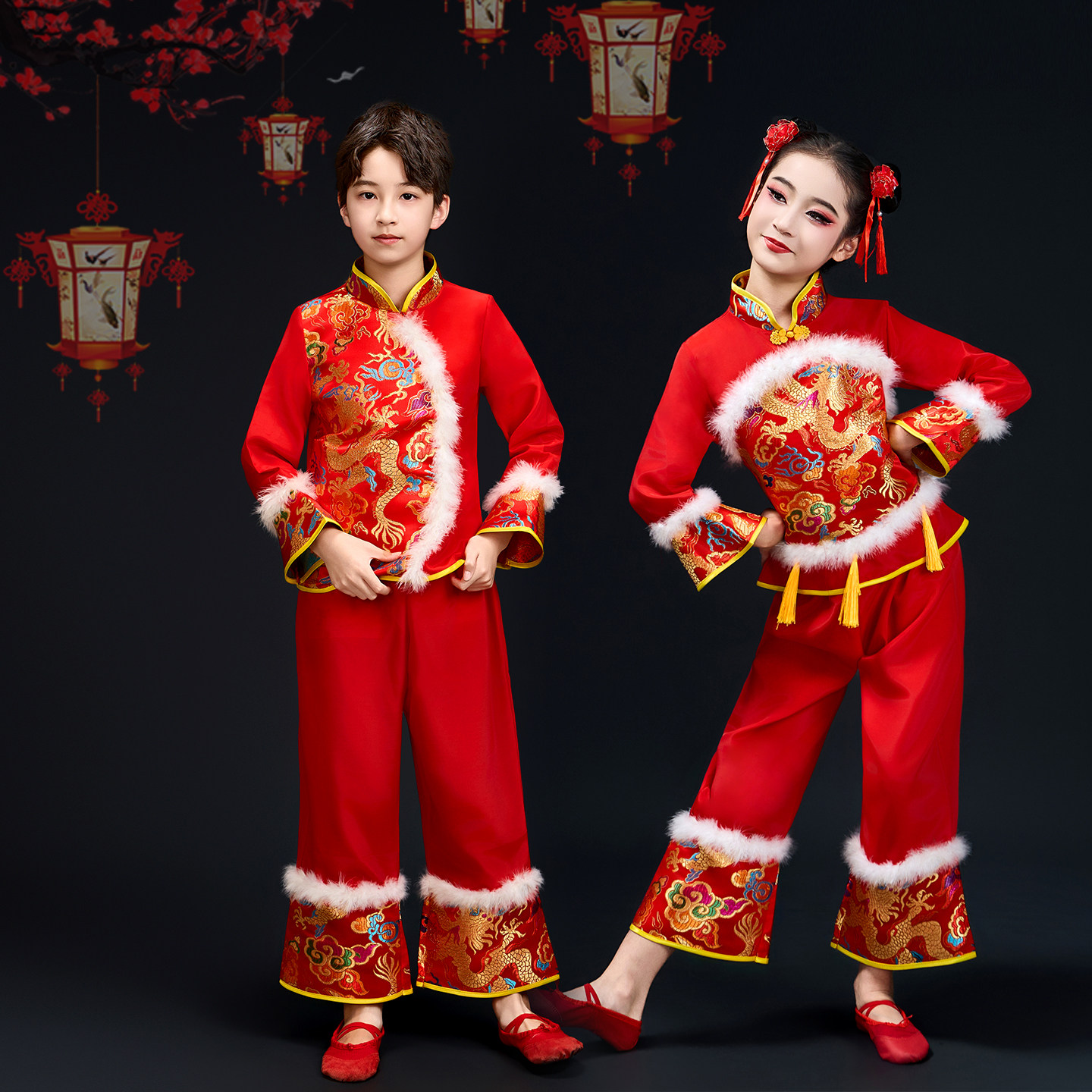 新款元旦儿童秧歌舞演出服喜庆新年开门红灯笼舞幼儿中国风表演服,淘宝优惠券,粉丝福利购,淘宝优惠卷