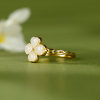 Hetian jade four-leaf clover ring for women, silver inlaid with white jade