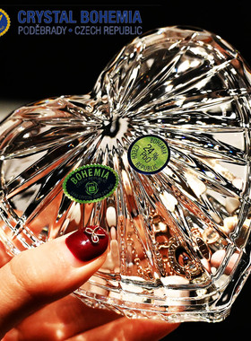 捷克进口BOHEMIA水晶刻花首饰盒