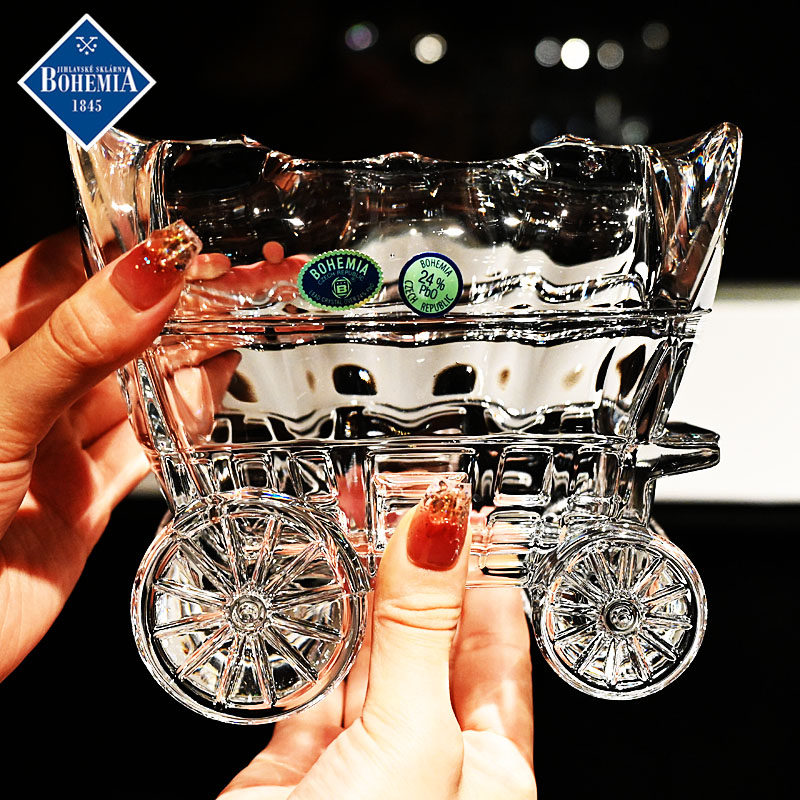 BOHEMIA捷克进口水晶玻璃马车发财棺创意礼品储物糖缸首饰盒摆件,淘宝优惠券,粉丝福利购,淘宝优惠卷