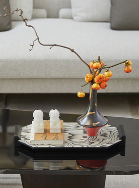 自然水墨艺术大托盘系列南洋复古风样板房客厅茶几装饰品家居摆设