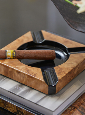高档酒店会所茶几软装布置雪茄烟灰缸高端大气上档次高级感摆件