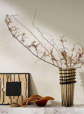 复古轻奢缠丝玻璃小花器摆件装饰