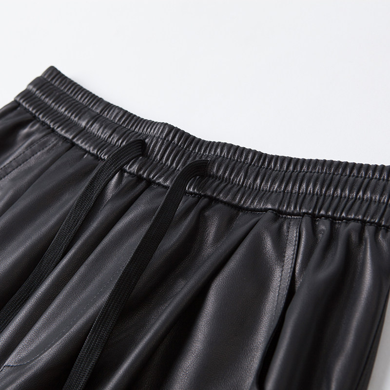 真皮皮裤女九分裤2025秋季新款松紧高腰绵羊皮阔腿裤宽松直筒裤子,淘宝优惠券,粉丝福利购,淘宝优惠卷