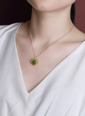 【好运】新款国潮碧绿玉石复古吉