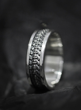 龙脊骸原创设计宽面骨头戒指s925