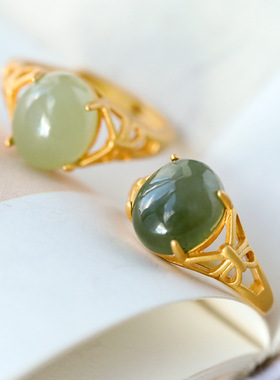 镀金镶碧玉镂空名族风简约精致s9