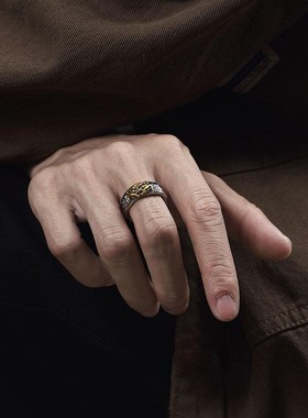 吞金兽戒指男款简约复古霸气小众