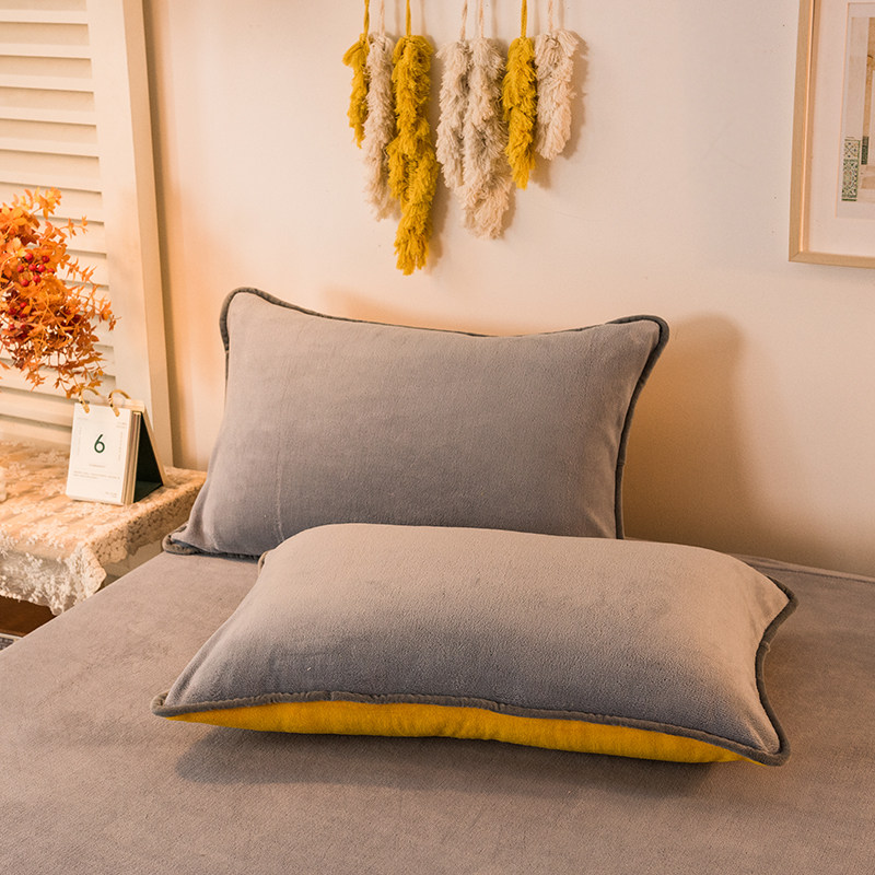牛奶绒枕套冬季加绒枕头套一对装法兰绒珊瑚绒单个48cmx74cm整头,淘宝优惠券,粉丝福利购,淘宝优惠卷