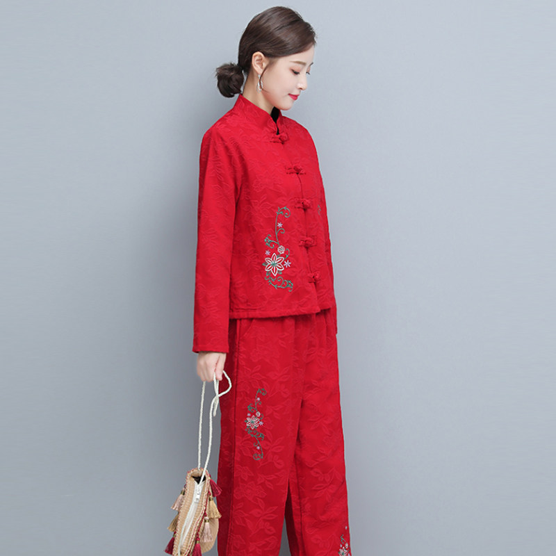 大码女装2019秋冬民族风宽松阔腿裤 媚娇兰大码女装