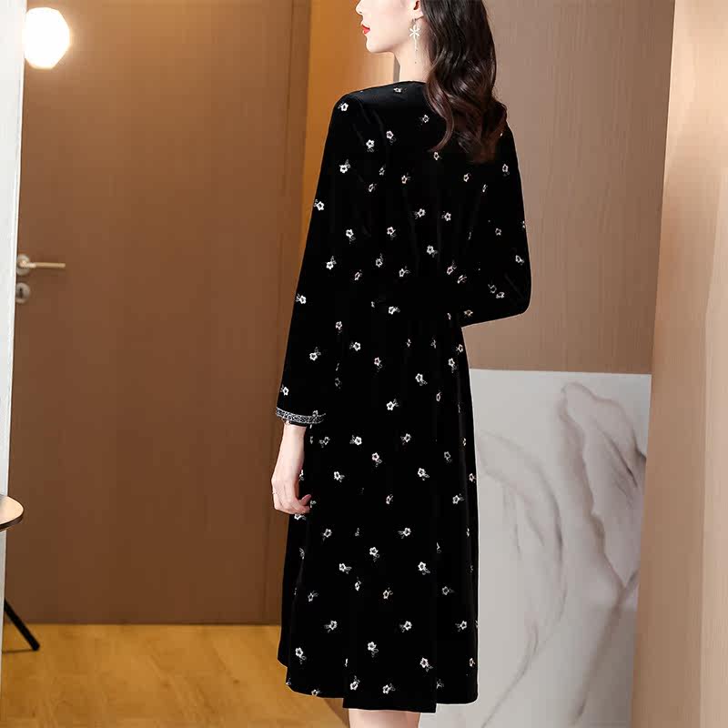 媚娇兰女2021秋季新款复古中长裙 媚娇兰连衣裙