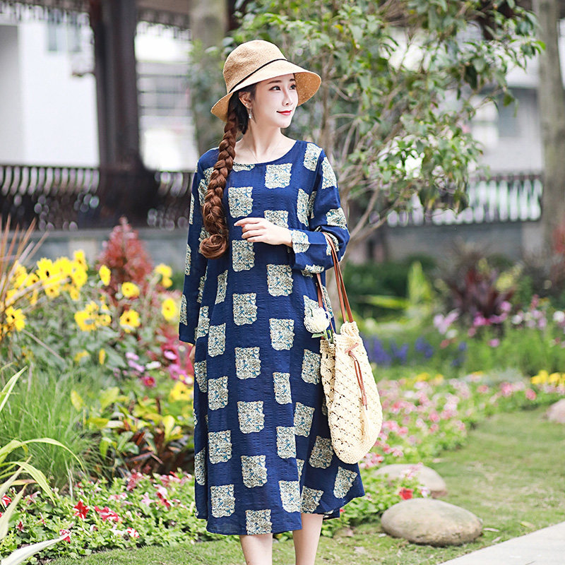 特大码胖mm新款民族风中长款连衣裙 媚娇兰大码女装