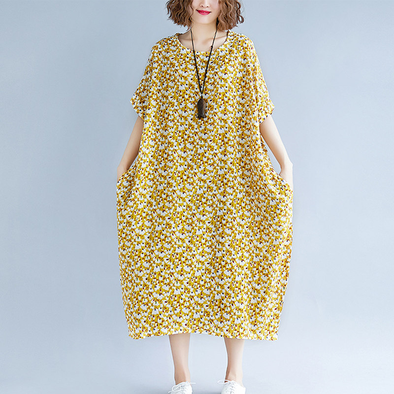 加肥加大码女装短袖夏季宽松连衣裙 媚娇兰大码女装