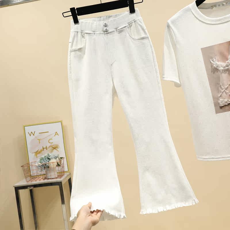 230斤大码胖mm夏装特大码微喇叭裤 媚娇兰大码女装