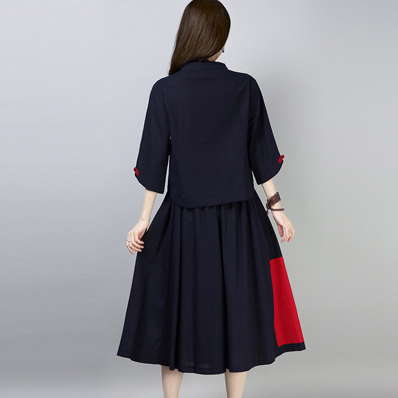 民族风连衣裙两件套t恤 媚娇兰大码女装