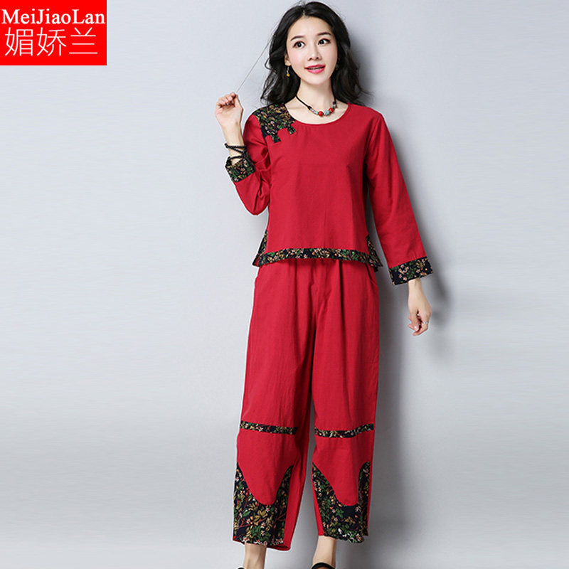 春夏微胖mm棉麻民族风大码女装t恤 媚娇兰大码女装